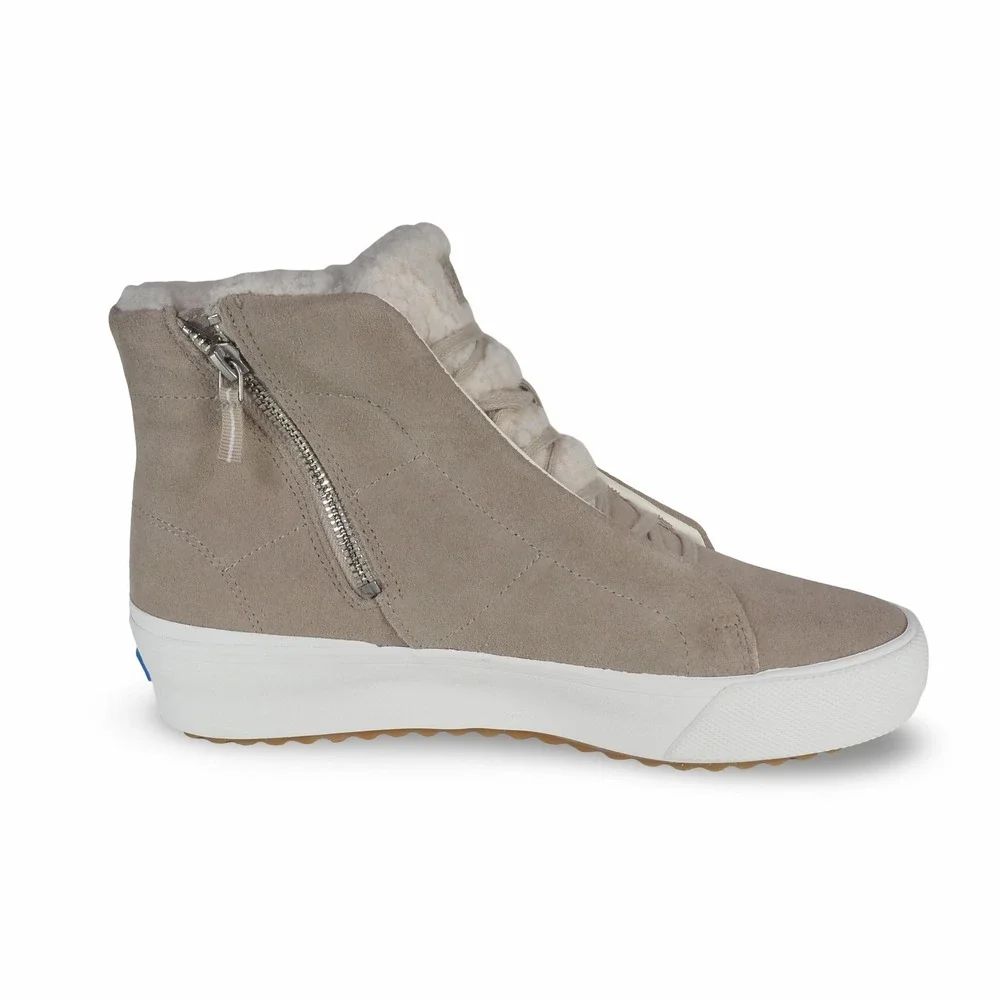Keds Remi Mid Suede Sherpa Sneakers Womens 10 Taupe WH68101 Casual Mid Top Shoes